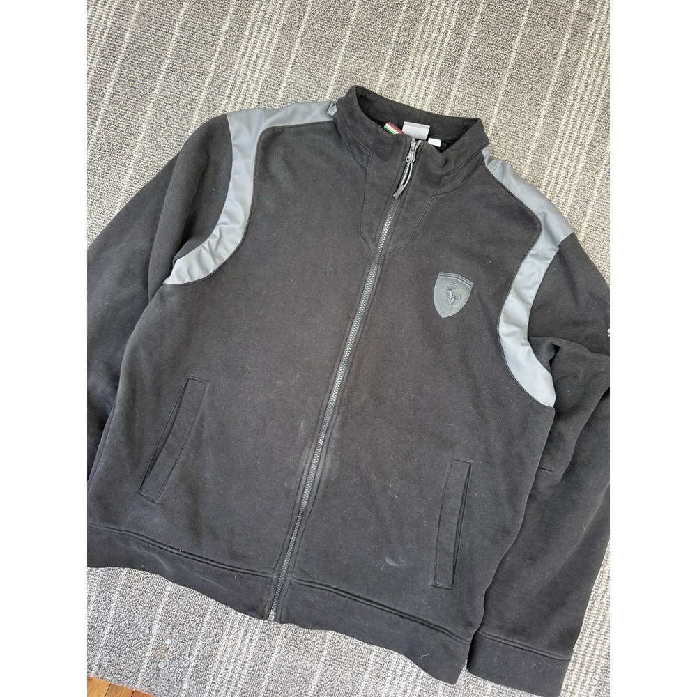 Puma X Ferarri Jacket Mens Large Black Track‎ Full Zip Contrasting Trim 567066
